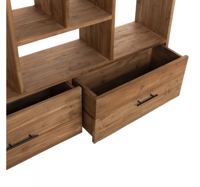 ΒΙΒΛΙΟΘΗΚΗ ROMULUS HM9803 ΑΝΑΚΥΚΛΩΜΕΝΟ ΞΥΛΟ ΤΕΑΚ ΜΕ 2 ΣΥΡΤΑΡΙΑ 140x30x210,5Yεκ.