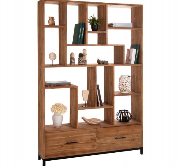 ΒΙΒΛΙΟΘΗΚΗ ROMULUS HM9803 ΑΝΑΚΥΚΛΩΜΕΝΟ ΞΥΛΟ ΤΕΑΚ ΜΕ 2 ΣΥΡΤΑΡΙΑ 140x30x210,5Yεκ.