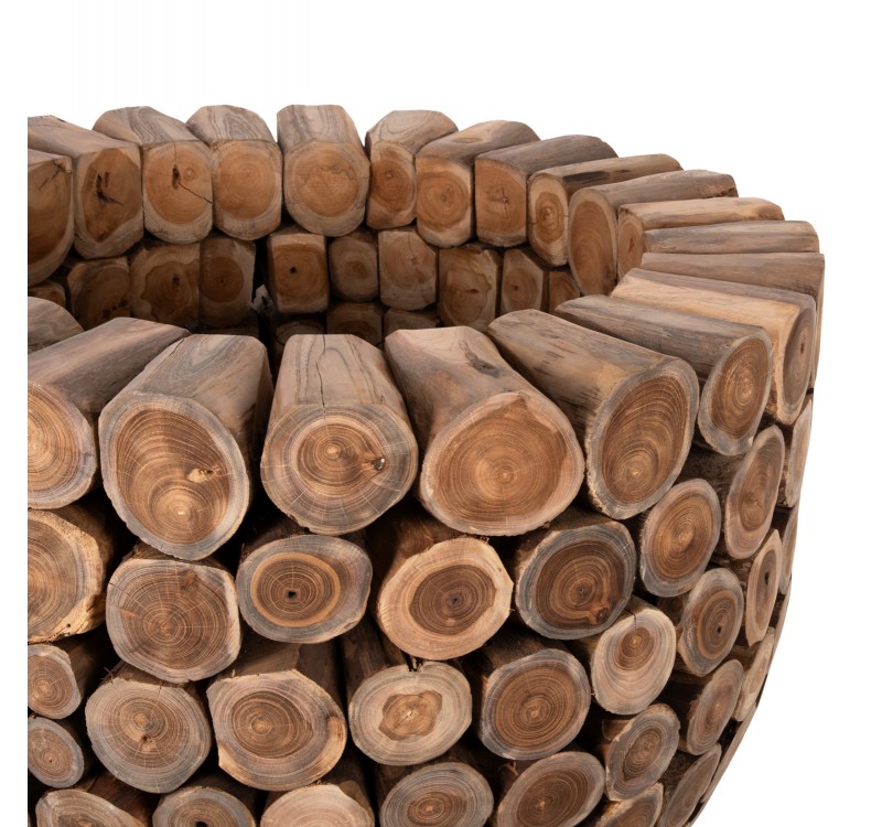 ΤΡΑΠΕΖΙ BAR ΣΤΡΟΓΓΥΛΟ LEEROY HM9806 KOMMATIA ΞΥΛΟΥ TEAK Φ900x103Υεκ.