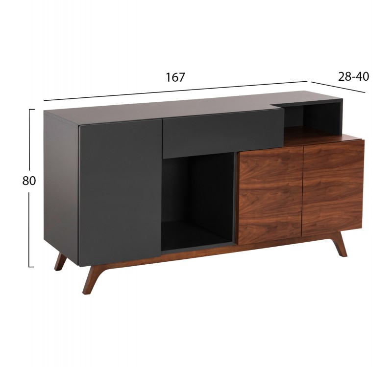 ΜΠΟΥΦΕΣ PREDA HM9747 MDF ΜΕ ΚΑΡΥΔΙ & ΣΚΟΥΡΟ ΓΚΡΙ ΚΑΠΛΑΜΑ 167x28-40x80Υεκ.