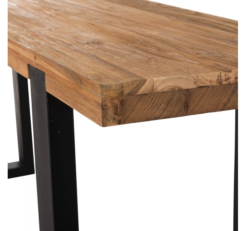 ΚΟΝΣΟΛΑ SHIRE HM9800 ΑΝΑΚΥΚΛΩΜΕΝΟ ΞΥΛΟ TEAK-ΜΑΥΡΕΣ ΜΕΤΑΛΛΙΚΕΣ ΒΑΣΕΙΣ 240x50x90Yεκ