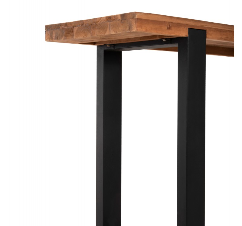 ΚΟΝΣΟΛΑ SHIRE HM9800 ΑΝΑΚΥΚΛΩΜΕΝΟ ΞΥΛΟ TEAK-ΜΑΥΡΕΣ ΜΕΤΑΛΛΙΚΕΣ ΒΑΣΕΙΣ 240x50x90Yεκ