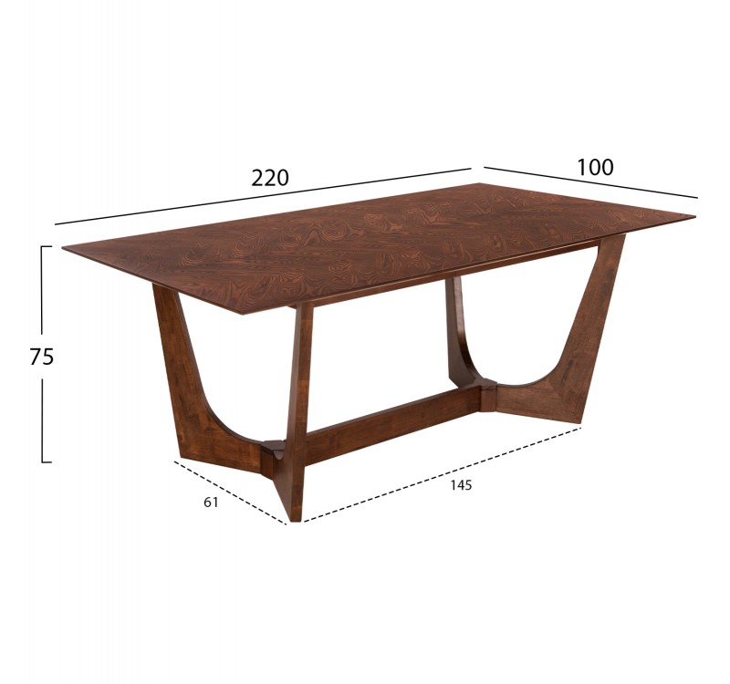 ΤΡΑΠΕΖΙ ΤΡΑΠΕΖΑΡΙΑΣ RIMER HM9742 MDF ΜΕ ΚΑΠΛΑΜΑ ΦΡΑΞΙΝΟΥ-ΚΑΡΥΔΙ ΧΡΩΜΑ 220X100x75Yεκ.