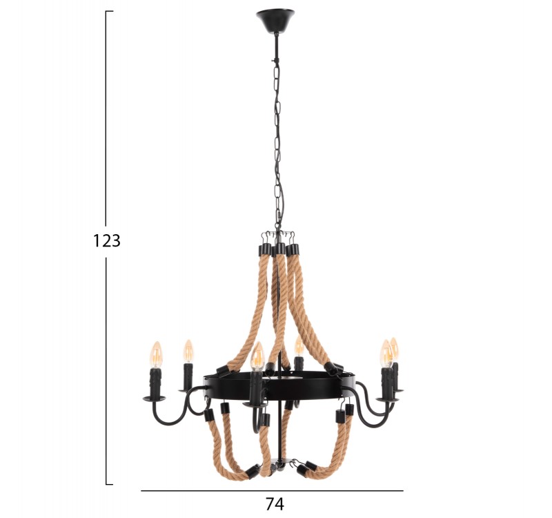 ΦΩΤΙΣΤΙΚΟ ΟΡΟΦΗΣ ΚΡΕΜΑΣΤΟ HM4177 6-ΦΩΤΟ ΣΧΟΙΝΙ ΚΑΙ ΜΑΥΡΟ ΜΕΤΑΛΛΟ 74x74x123Υεκ.