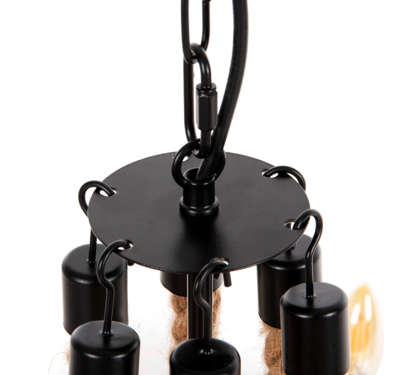 ΦΩΤΙΣΤΙΚΟ ΟΡΟΦΗΣ ΚΡΕΜΑΣΤΟ HM4177 6-ΦΩΤΟ ΣΧΟΙΝΙ ΚΑΙ ΜΑΥΡΟ ΜΕΤΑΛΛΟ 74x74x123Υεκ.