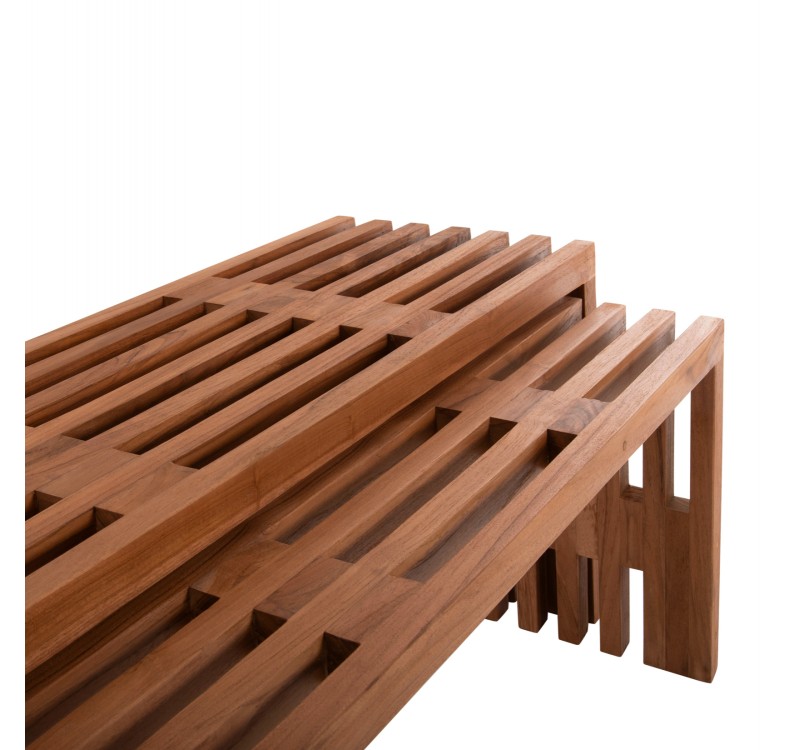ΤΡΑΠΕΖΙΑ ΣΑΛΟΝΙΟΥ ΣΕΤ 2ΤΜΧ NYA HM9828 ΜΑΣΙΦ ΞΥΛΟ TEAK ΣΕ ΦΥΣΙΚΟ  110x30x46Υεκ.