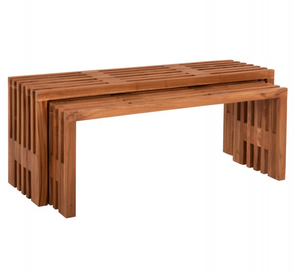 ΤΡΑΠΕΖΙΑ ΣΑΛΟΝΙΟΥ ΣΕΤ 2ΤΜΧ NYA HM9828 ΜΑΣΙΦ ΞΥΛΟ TEAK ΣΕ ΦΥΣΙΚΟ  110x30x46Υεκ.