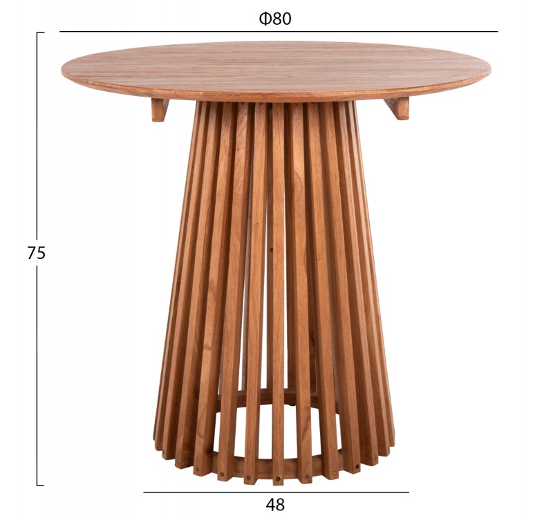 ΤΡΑΠΕΖΙ ΤΡΑΠΕΖΑΡΙΑΣ ΣΤΡΟΓΓΥΛΟ FRANTZ HM9832.11 ΜΑΣΙΦ ΞΥΛΟ MINDI ΣΕ ΦΥΣΙΚΟ Φ80X75Υεκ.