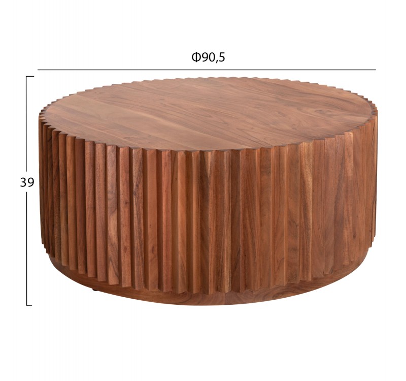 ΤΡΑΠΕΖΙ ΣΑΛΟΝΙΟΥ ΣΤΡΟΓΓΥΛΟ SEDGE HM9695 ΜΑΣΙΦ ΑΚΑΚΙΑ-ΦΥΣΙΚΟ ΧΡΩΜΑ Φ90Χ38Υεκ.