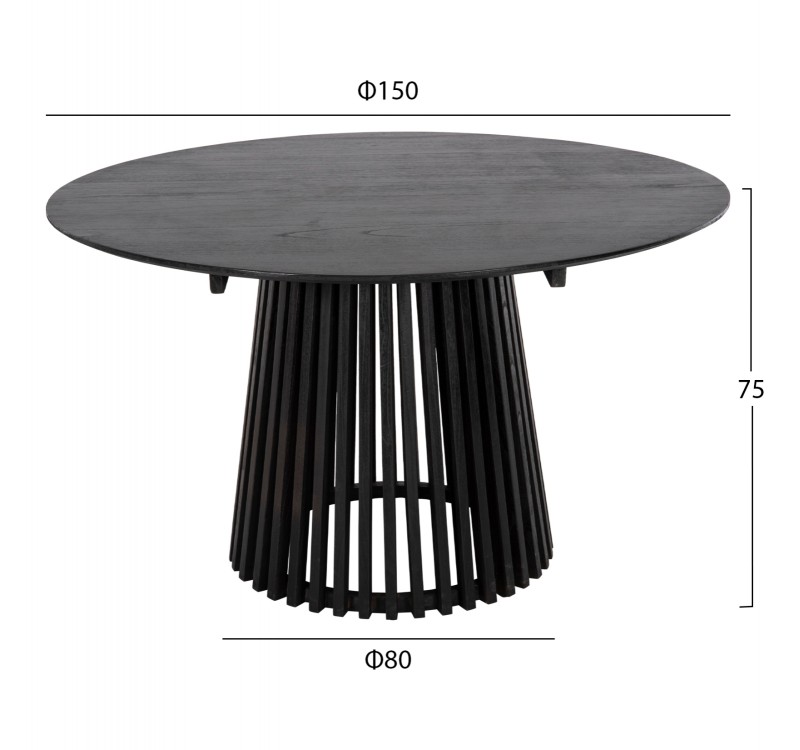 ΤΡΑΠΕΖΙ ΤΡΑΠΕΖΑΡΙΑΣ FRANTZ HM9457.12 ΜΑΣΙΦ MINDI ΞΥΛΟ ΣΕ ΜΑΥΡΟ Φ150x75Υεκ