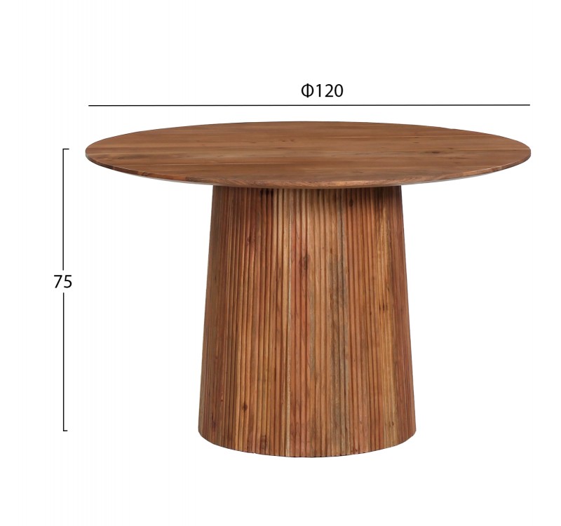 ΤΡΑΠΕΖΙ ΤΡΑΠΕΖΑΡΙΑΣ ΣΤΡΟΓΓΥΛΟ GROOT HM9684 ΜΑΣΙΦ ΞΥΛΟ ΑΚΑΚΙΑΣ ΣΕ ΦΥΣΙΚΟ Φ120x79Υεκ