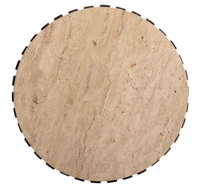 ΒΟΗΘΗΤΙΚΟ ΤΡΑΠΕΖΙ KREST HM9711 ΜΑΣΙΦ ΞΥΛΟ ΑΚΑΚΙΑΣ ΣΕ ΚΑΦΕ-ΤΡΑΒΕΡΤΙΝA Φ50x50Υεκ.