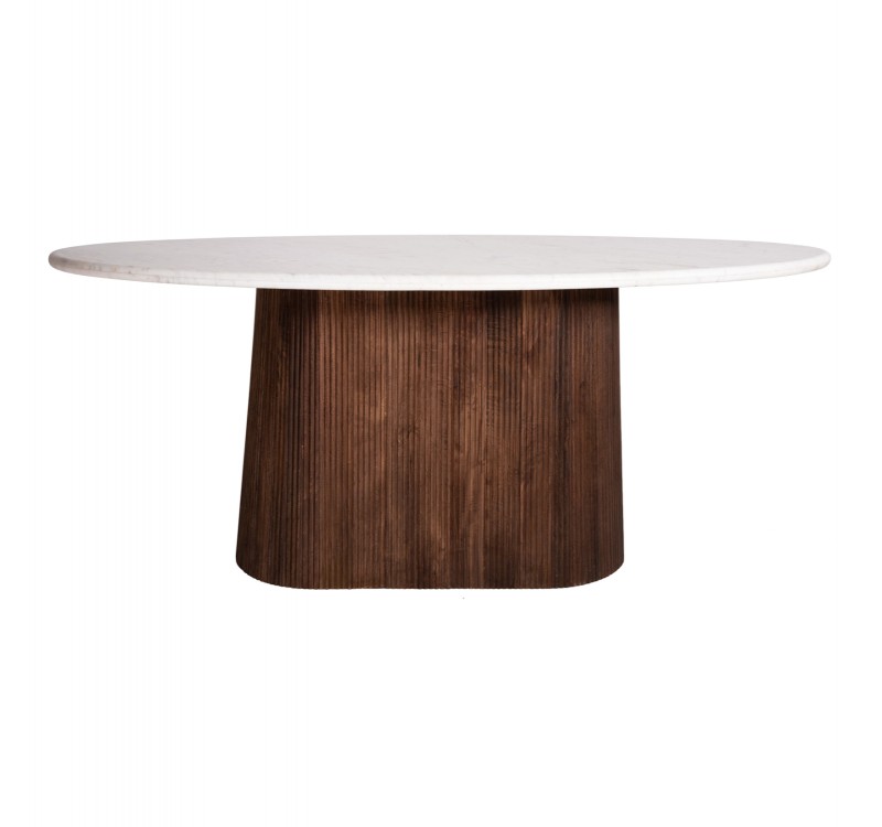 ΤΡΑΠΕΖΙ ΤΡΑΠΕΖΑΡΙΑΣ ΟΒΑΛ PURGER HM9715 ΜΑΣΙΦ MANGO-ΛΕΥΚΟ ΜΑΡΜΑΡΟ 180x89x76Υεκ.