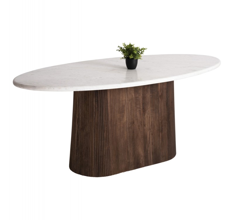 ΤΡΑΠΕΖΙ ΤΡΑΠΕΖΑΡΙΑΣ ΟΒΑΛ PURGER HM9715 ΜΑΣΙΦ MANGO-ΛΕΥΚΟ ΜΑΡΜΑΡΟ 180x89x76Υεκ.