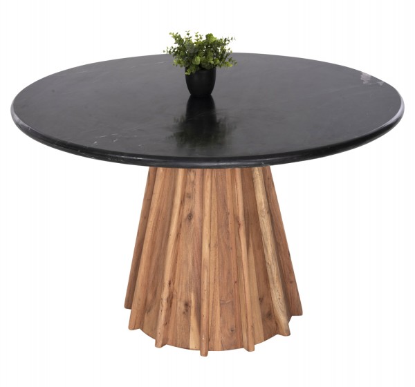 ΤΡΑΠΕΖΙ ΤΡΑΠΕΖΑΡΙΑΣ ΣΤΡΟΓΓΥΛΟ DRAXX HM9687 ΜΑΣΙΦ ΞΥΛΟ ΑΚΑΚΙΑΣ-ΕΠΙΦΑΝΕΙΑ ΜΑΥΡΟ ΜΑΡΜΑΡΟ Φ120x76Υεκ