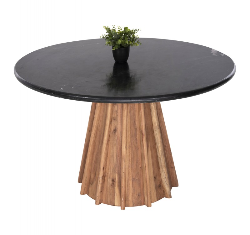 ΤΡΑΠΕΖΙ ΤΡΑΠΕΖΑΡΙΑΣ ΣΤΡΟΓΓΥΛΟ DRAXX HM9687 ΜΑΣΙΦ ΞΥΛΟ ΑΚΑΚΙΑΣ-ΕΠΙΦΑΝΕΙΑ ΜΑΥΡΟ ΜΑΡΜΑΡΟ Φ120x76Υεκ