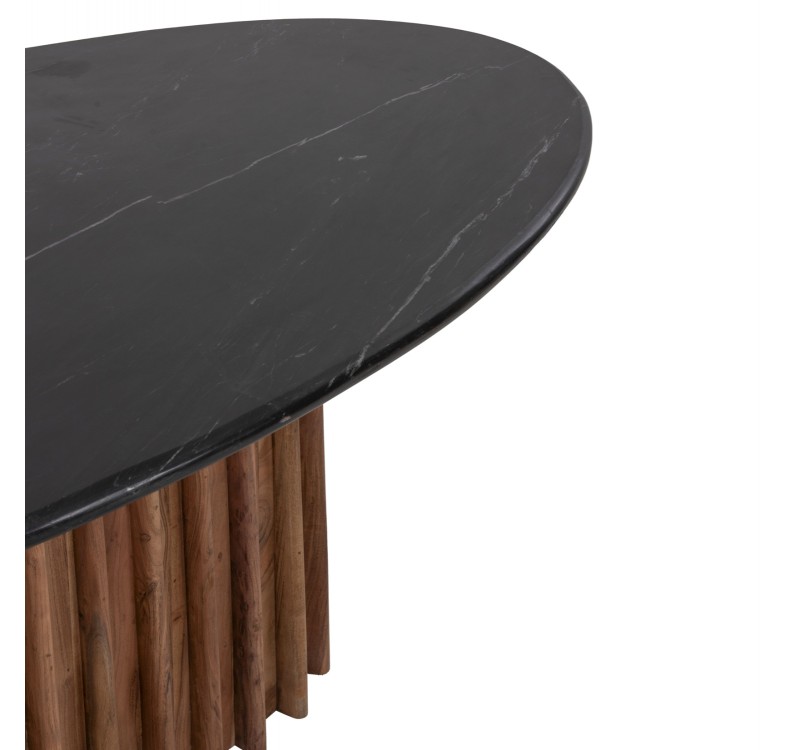 ΤΡΑΠΕΖΙ ΤΡΑΠΕΖΑΡΙΑΣ ΟΒΑΛ DRAXX HM9689 ΜΑΣΙΦ ΑΚΑΚΙΑ-ΜΑΥΡΟ ΜΑΡΜΑΡΟ 200x100x76Υεκ.