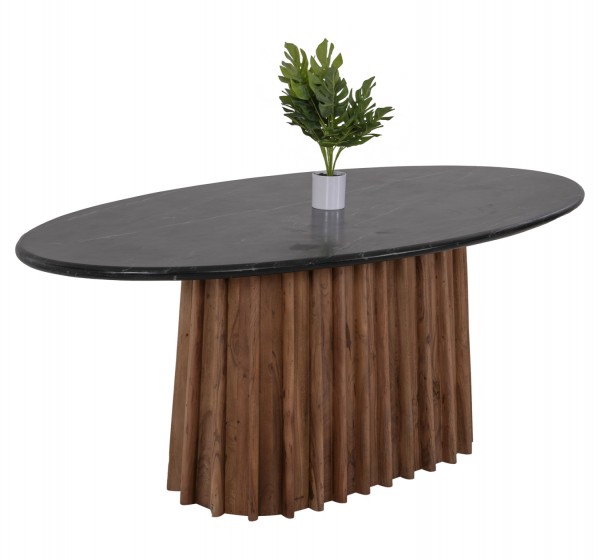 ΤΡΑΠΕΖΙ ΤΡΑΠΕΖΑΡΙΑΣ ΟΒΑΛ DRAXX HM9689 ΜΑΣΙΦ ΑΚΑΚΙΑ-ΜΑΥΡΟ ΜΑΡΜΑΡΟ 200x100x76Υεκ.