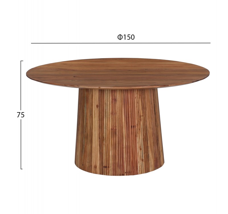 ΤΡΑΠΕΖΙ ΤΡΑΠΕΖΑΡΙΑΣ ΣΤΡΟΓΓΥΛΟ GROOT HM9685 ΜΑΣΙΦ ΑΚΑΚΙΑ ΣΕ ΦΥΣΙΚΟ Φ150x76Υεκ