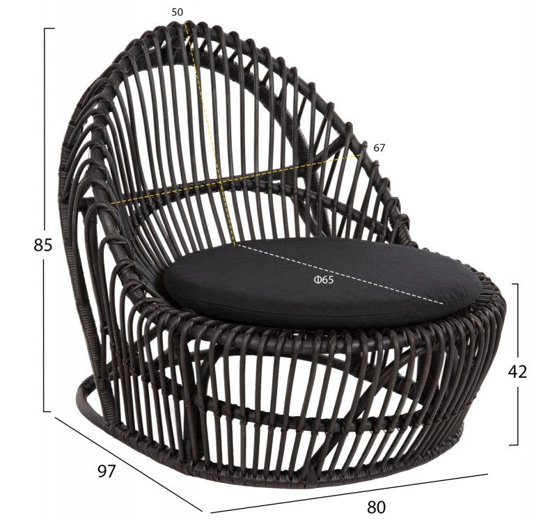 ΠΟΛΥΘΡΟΝΑ ENTROPY HM9840.03 ΦΥΣΙΚΟ RATTAN ΜΕ ΜΑΞΙΛΑΡΙ-ΜΑΥΡΟ 80x97x85Υεκ.