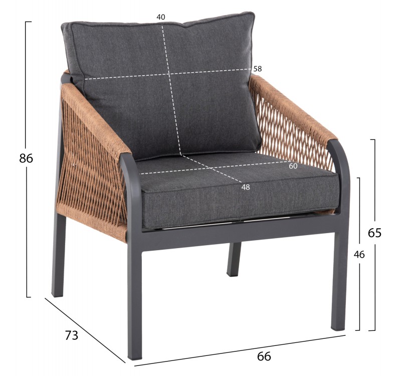 ΣΑΛΟΝΙ ΕΞ.ΧΩΡΟΥ 4ΤΜΧ MAERLY HM6056.03 ΑΛΟΥΜΙΝΙΟ ΑΝΘΡΑΚΙ-ΣΥΝΘ.ΣΧΟΙΝΙ-ΑΝΘΡΑΚΙ ΜΑΞΙΛΑΡΙΑ