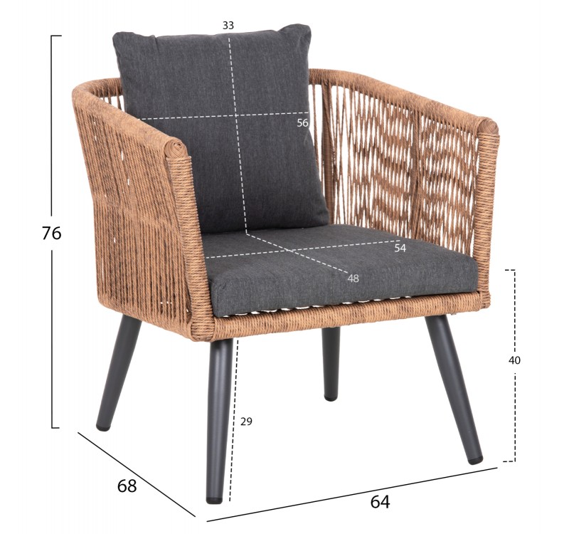 ΣΑΛΟΝΙ ΕΞ.ΧΩΡΟΥ 4ΤΜΧ FREJA HM6057.03 ΑΛΟΥΜ.ΑΝΘΡΑΚΙ-PE RATTAN ΜΠΕΖ-ΑΝΘΡΑΚΙ ΜΑΞΙΛΑΡΙΑ