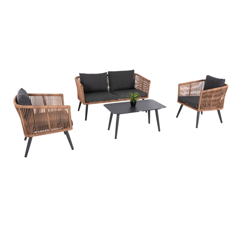 ΣΑΛΟΝΙ ΕΞ.ΧΩΡΟΥ 4ΤΜΧ FREJA HM6057.03 ΑΛΟΥΜ.ΑΝΘΡΑΚΙ-PE RATTAN ΜΠΕΖ-ΑΝΘΡΑΚΙ ΜΑΞΙΛΑΡΙΑ