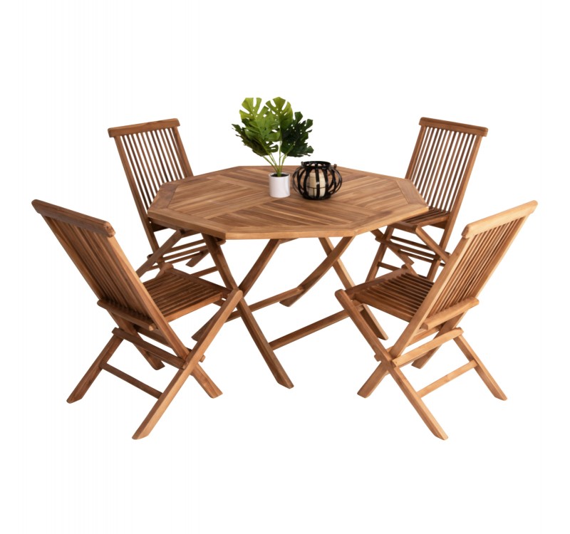 ΣΕΤ ΤΡΑΠΕΖΑΡΙΑΣ ΕΞΩΤ. ΧΩΡΟΥ ΠΤΥΣΣΟΜΕΝΑ 5ΤΜΧ KENDALL HM11950 ΜΑΣΙΦ ΞΥΛΟ TEAK ΦΥΣΙΚΟ