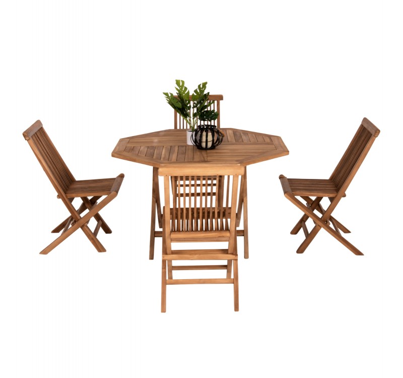 ΣΕΤ ΤΡΑΠΕΖΑΡΙΑΣ ΕΞΩΤ. ΧΩΡΟΥ ΠΤΥΣΣΟΜΕΝΑ 5ΤΜΧ KENDALL HM11950 ΜΑΣΙΦ ΞΥΛΟ TEAK ΦΥΣΙΚΟ