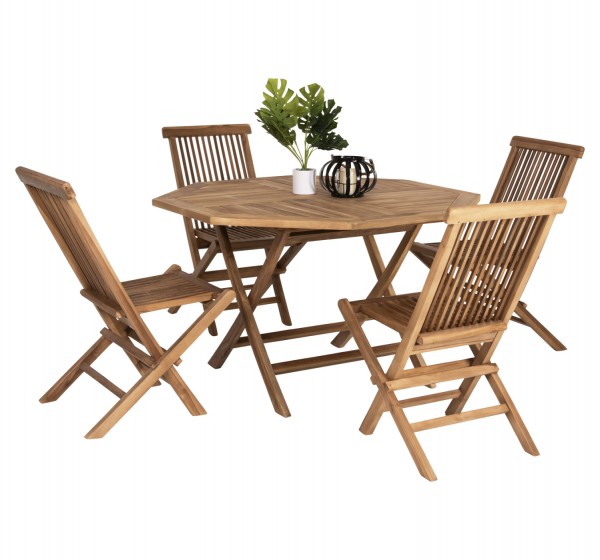ΣΕΤ ΤΡΑΠΕΖΑΡΙΑΣ ΕΞΩΤ. ΧΩΡΟΥ ΠΤΥΣΣΟΜΕΝΑ 5ΤΜΧ KENDALL HM11950 ΜΑΣΙΦ ΞΥΛΟ TEAK ΦΥΣΙΚΟ