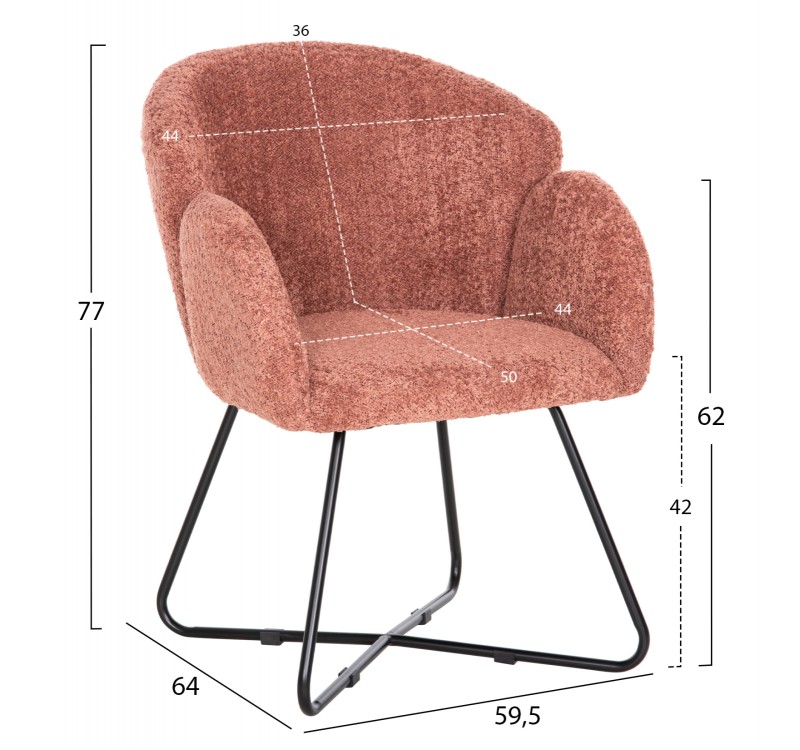 ΠΟΛΥΘΡΟΝΑ HARNIS HM9603.02 ΡΟΖ ΜΠΟΥΚΛΕ-ΜΑΥΡΑ ΜΕΤΑΛ.ΠΟΔΙΑ ΧΙΑΣΤΙ 59,5x64x77Υεκ