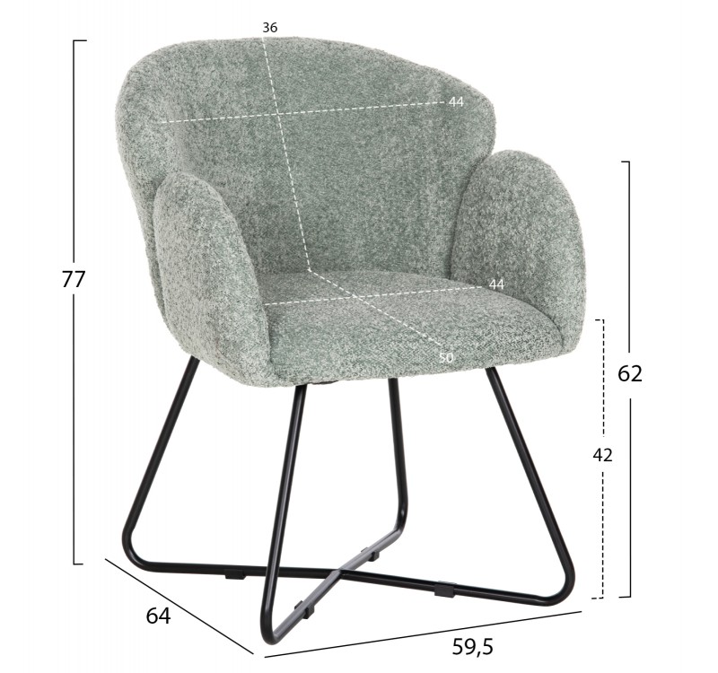 ΠΟΛΥΘΡΟΝΑ HARNIS HM9603.05 ΦΥΣΤΙΚΙ ΜΠΟΥΚΛΕ-ΜΑΥΡΑ ΜΕΤΑΛ.ΠΟΔΙΑ ΧΙΑΣΤΙ 59,5x64x77Υεκ