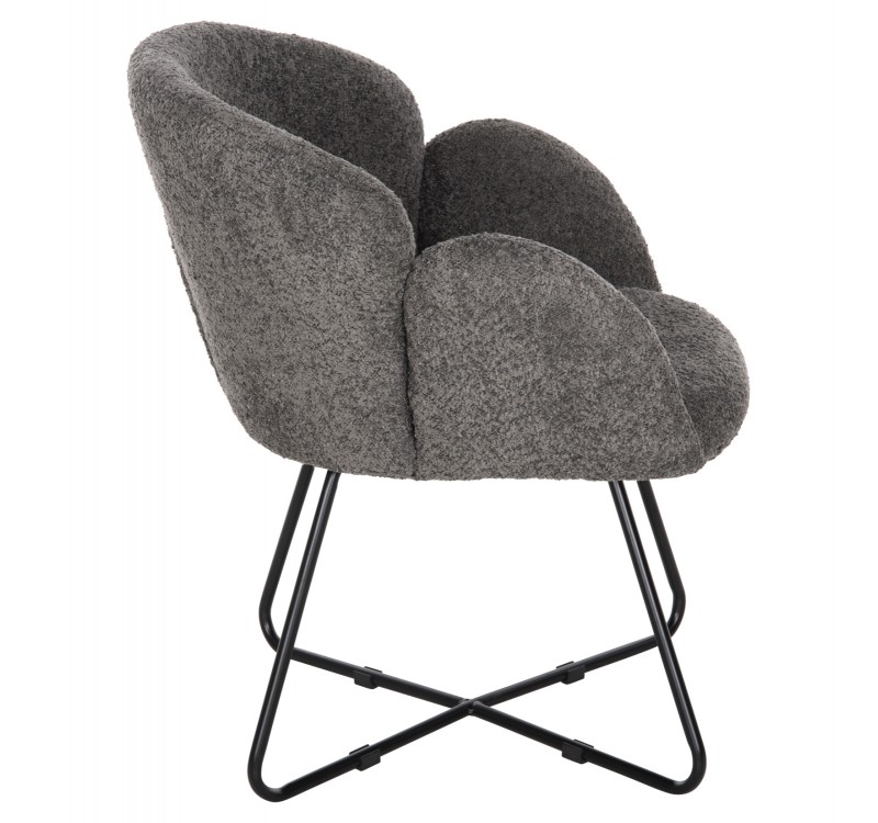 ΠΟΛΥΘΡΟΝΑ HARNIS HM9603.01 ΓΚΡΙ ΜΠΟΥΚΛΕ-ΜΑΥΡΑ ΜΕΤΑΛ.ΠΟΔΙΑ ΧΙΑΣΤΙ 59,5x64x77Υεκ