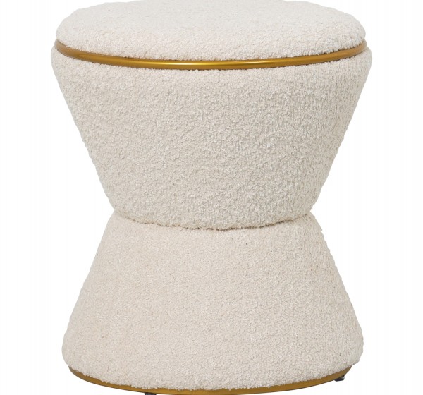 ΣΚΑΜΠΟ ΣΤΡΟΓΓΥΛΟ LINNER HM9604.16 ΜΠΟΥΚΛΕ ΥΦΑΣΜΑ ΕΚΡΟΥ-ΧΡΥΣΗ ΛΕΠΤΟΜΕΡΕΙΑ Φ38,5x43Υ