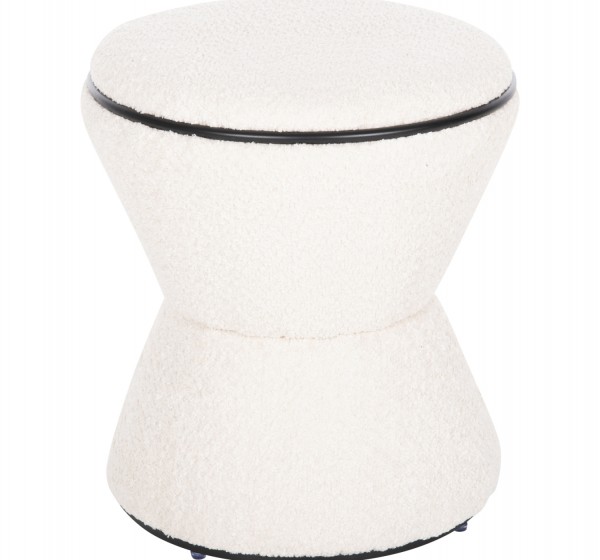 ΣΚΑΜΠΟ ΣΤΡΟΓΓΥΛΟ LINNER HM9604.06 ΜΠΟΥΚΛΕ ΥΦΑΣΜΑ ΕΚΡΟΥ-ΜΑΥΡΗ ΛΕΠΤΟΜΕΡΕΙΑ Φ38x44 εκ.