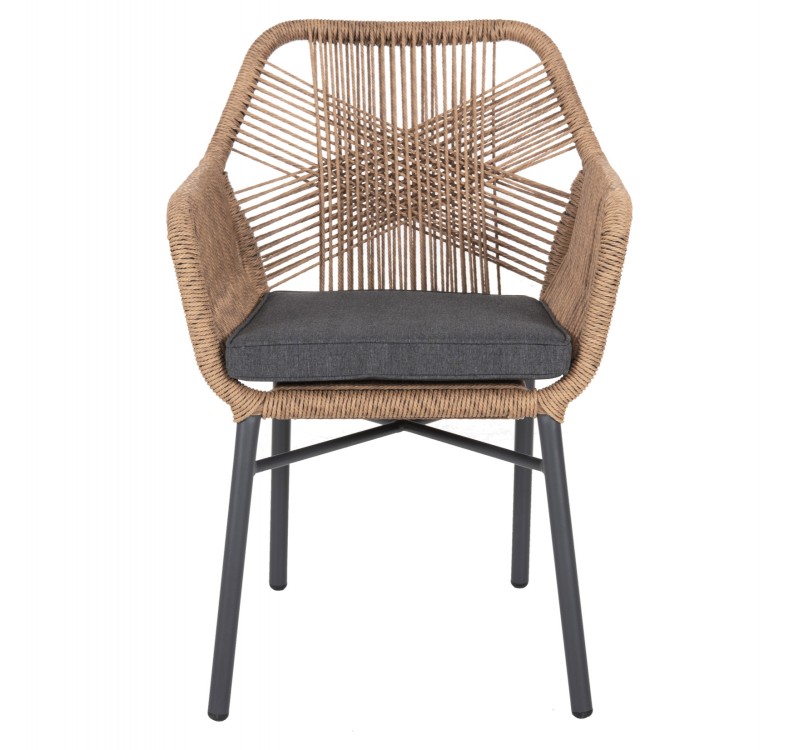 ΠΟΛΥΘΡΟΝΑ TOPIN HM6048.03 ΑΛΟΥΜΙΝΙΟ ΑΝΘΡΑΚΙ-P.E. RATTAN ΜΠΕΖ-ΜΑΞΙΛΑΡΙ ΑΝΘΡΑΚΙ