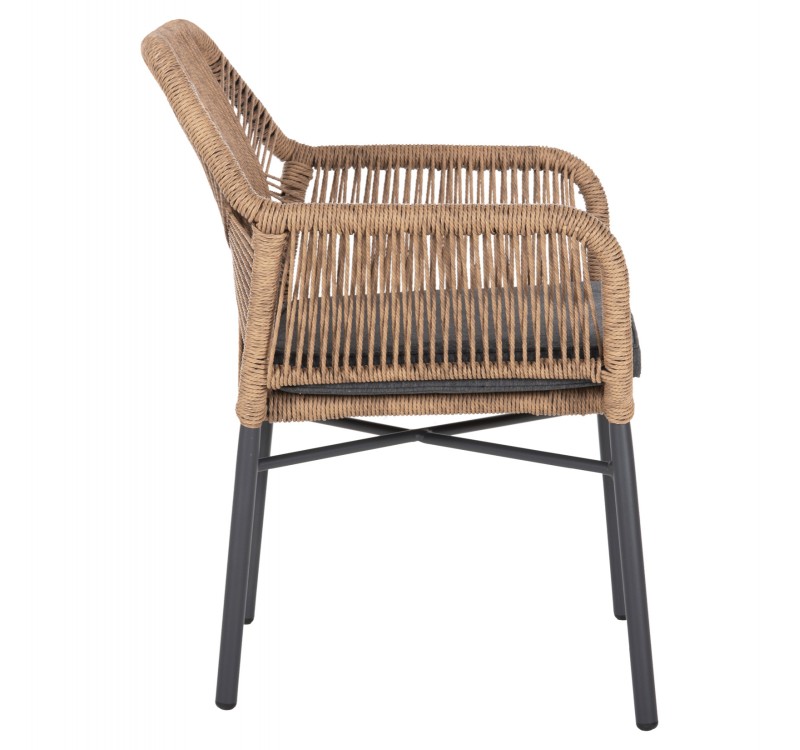 ΠΟΛΥΘΡΟΝΑ TOPIN HM6048.03 ΑΛΟΥΜΙΝΙΟ ΑΝΘΡΑΚΙ-P.E. RATTAN ΜΠΕΖ-ΜΑΞΙΛΑΡΙ ΑΝΘΡΑΚΙ