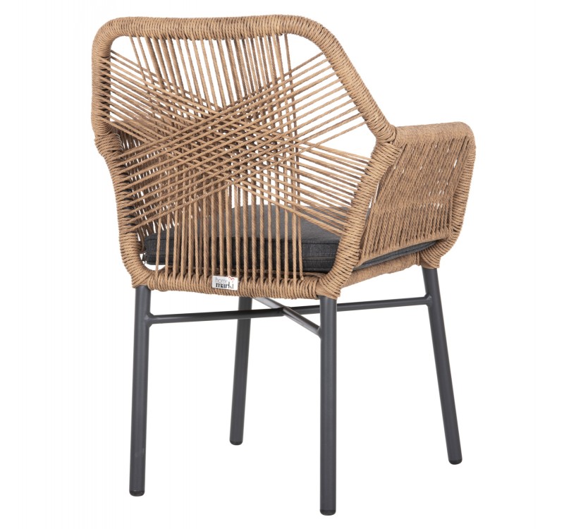 ΠΟΛΥΘΡΟΝΑ TOPIN HM6048.03 ΑΛΟΥΜΙΝΙΟ ΑΝΘΡΑΚΙ-P.E. RATTAN ΜΠΕΖ-ΜΑΞΙΛΑΡΙ ΑΝΘΡΑΚΙ