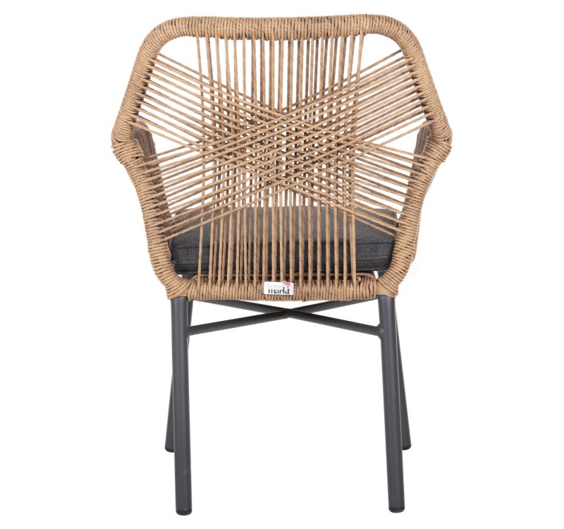 ΠΟΛΥΘΡΟΝΑ TOPIN HM6048.03 ΑΛΟΥΜΙΝΙΟ ΑΝΘΡΑΚΙ-P.E. RATTAN ΜΠΕΖ-ΜΑΞΙΛΑΡΙ ΑΝΘΡΑΚΙ