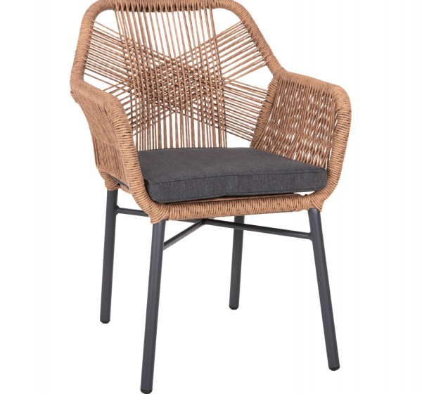 ΠΟΛΥΘΡΟΝΑ TOPIN HM6048.03 ΑΛΟΥΜΙΝΙΟ ΑΝΘΡΑΚΙ-P.E. RATTAN ΜΠΕΖ-ΜΑΞΙΛΑΡΙ ΑΝΘΡΑΚΙ