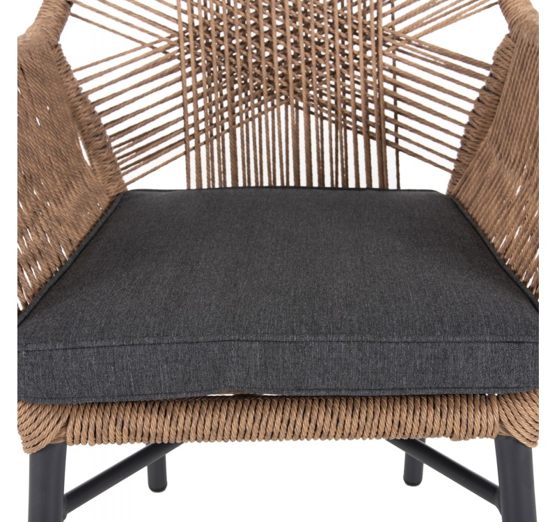 ΠΟΛΥΘΡΟΝΑ TOPIN HM6048.03 ΑΛΟΥΜΙΝΙΟ ΑΝΘΡΑΚΙ-P.E. RATTAN ΜΠΕΖ-ΜΑΞΙΛΑΡΙ ΑΝΘΡΑΚΙ