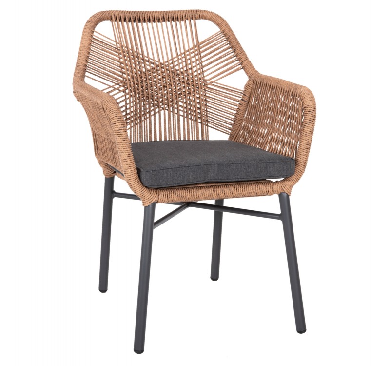 ΠΟΛΥΘΡΟΝΑ TOPIN HM6048.03 ΑΛΟΥΜΙΝΙΟ ΑΝΘΡΑΚΙ-P.E. RATTAN ΜΠΕΖ-ΜΑΞΙΛΑΡΙ ΑΝΘΡΑΚΙ