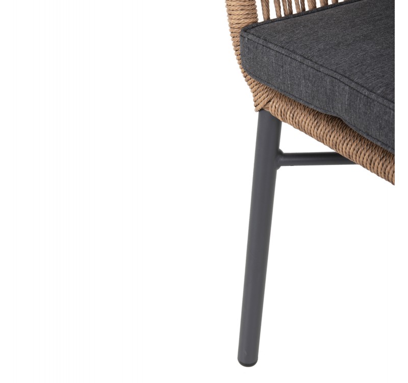 ΠΟΛΥΘΡΟΝΑ TOPIN HM6048.03 ΑΛΟΥΜΙΝΙΟ ΑΝΘΡΑΚΙ-P.E. RATTAN ΜΠΕΖ-ΜΑΞΙΛΑΡΙ ΑΝΘΡΑΚΙ