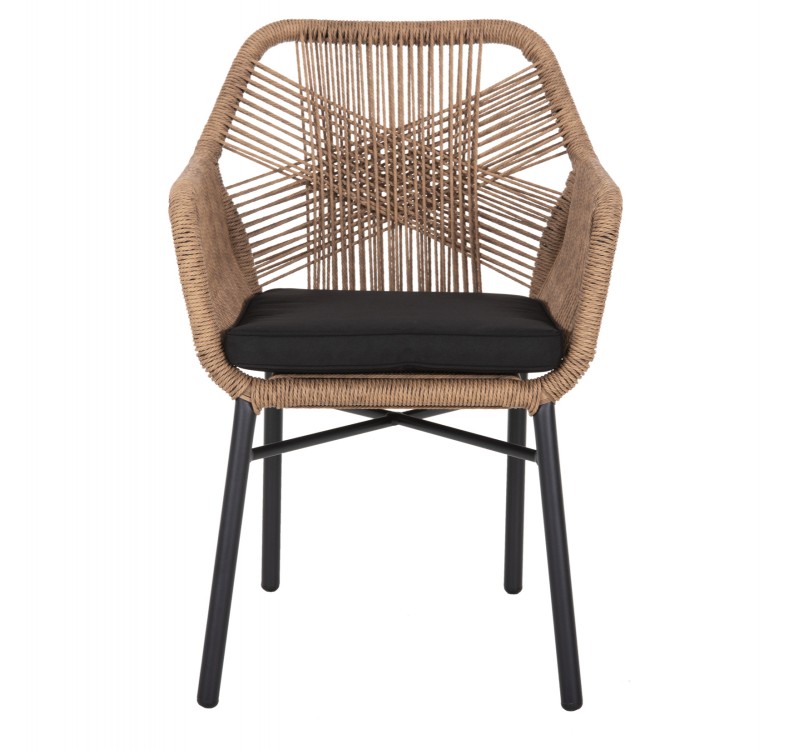 ΠΟΛΥΘΡΟΝΑ TOPIN HM6048.02 ΑΛΟΥΜΙΝΙΟ ΜΑΥΡΟ-P.E. RATTAN ΜΠΕΖ-ΜΑΞΙΛΑΡΙ ΜΑΥΡΟ 57x65x84Υ εκ