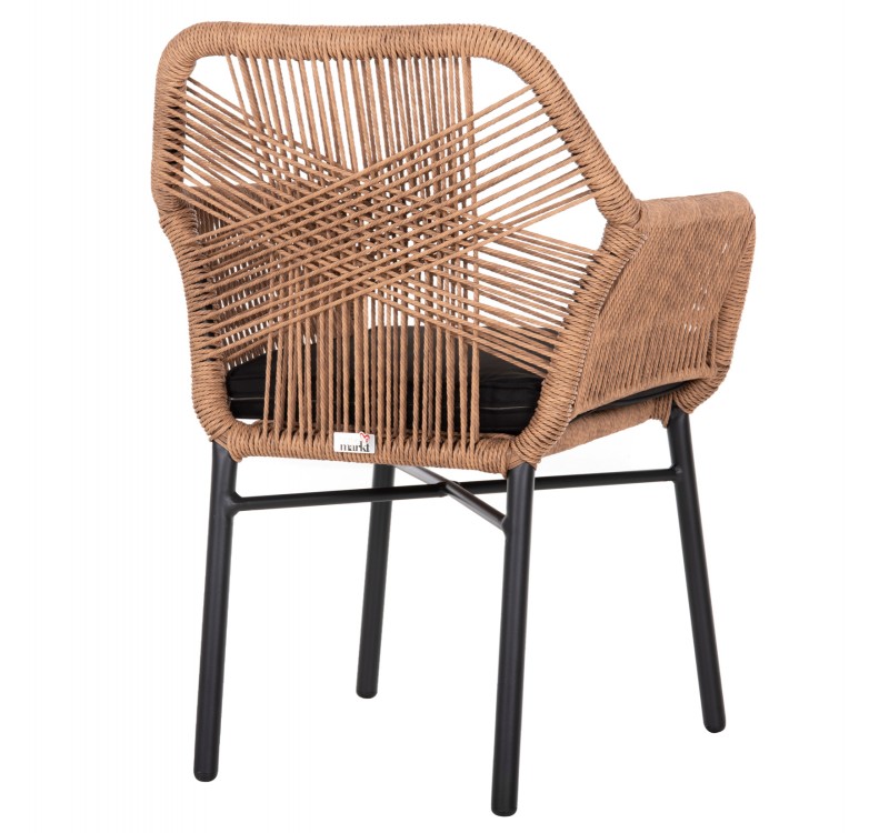 ΠΟΛΥΘΡΟΝΑ TOPIN HM6048.02 ΑΛΟΥΜΙΝΙΟ ΜΑΥΡΟ-P.E. RATTAN ΜΠΕΖ-ΜΑΞΙΛΑΡΙ ΜΑΥΡΟ 57x65x84Υ εκ