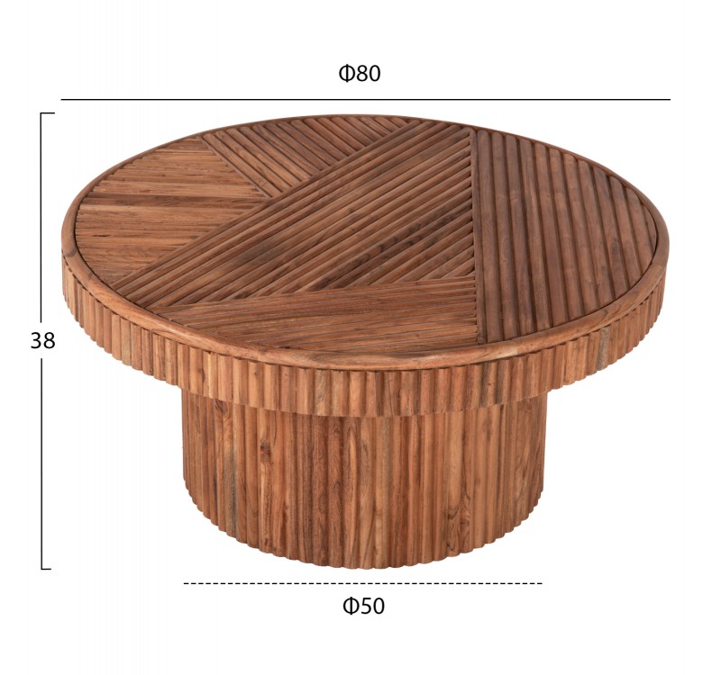 ΤΡΑΠΕΖΙ ΣΑΛΟΝΙΟΥ ΣΤΡΟΓΓΥΛΟ RANNE HM9694 ΜΑΣΙΦ ΞΥΛΟ ΑΚΑΚΙΑΣ ΣΕ ΦΥΣΙΚΟ Φ80x38Yεκ.