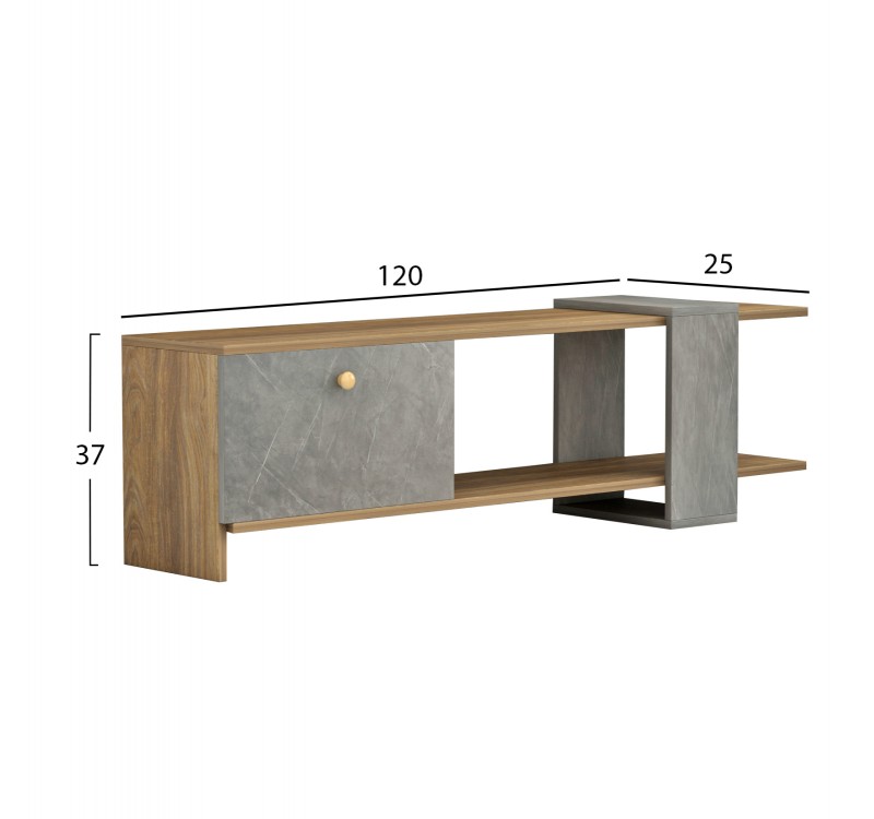 ΕΠΙΠΛΟ ΤΗΛΕΟΡΑΣΗΣ HENRIETTE HM8900.13 ΜΕΛΑΜΙΝΗ ΚΑΡΥΔΙ-STONE TEXTURE 120x28,5x39Υεκ.