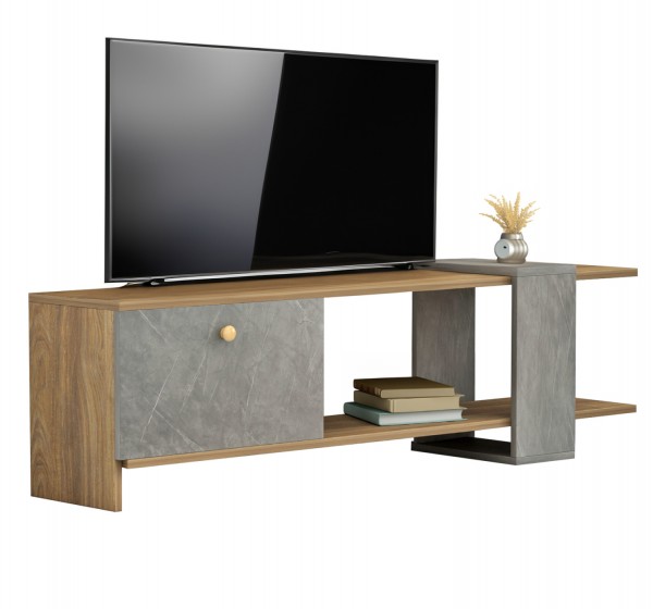 ΕΠΙΠΛΟ ΤΗΛΕΟΡΑΣΗΣ HENRIETTE HM8900.13 ΜΕΛΑΜΙΝΗ ΚΑΡΥΔΙ-STONE TEXTURE 120x28,5x39Υεκ.