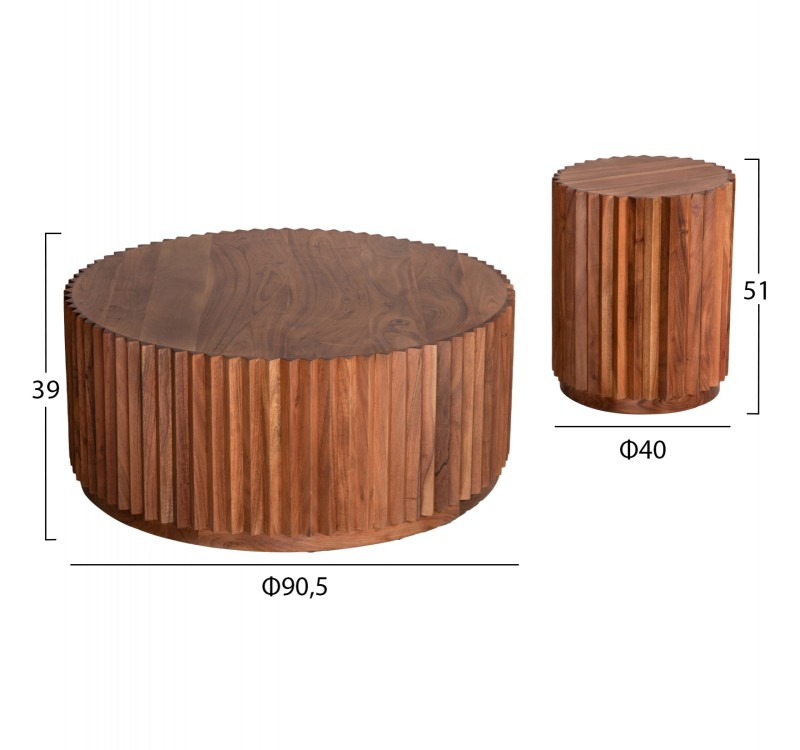 ΣΕΤ 2ΤΜΧ ΤΡΑΠΕΖΙΑ ΣΑΛΟΝΙΟΥ ΣΤΡΟΓΓΥΛΑ SEDGE HM11944 ΜΑΣΙΦ ΑΚΑΚΙΑ Φ90 & Φ40εκ.