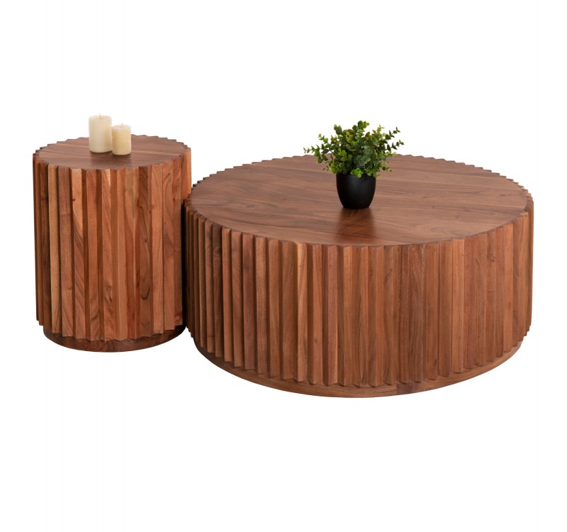 ΣΕΤ 2ΤΜΧ ΤΡΑΠΕΖΙΑ ΣΑΛΟΝΙΟΥ ΣΤΡΟΓΓΥΛΑ SEDGE HM11944 ΜΑΣΙΦ ΑΚΑΚΙΑ Φ90 & Φ40εκ.
